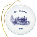 Round Beveled Glass Ornament 4" Screen Printed